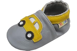 YALION Baby Weiches Leder Lauflernschuhe Kleinkinder Krabbelschuhe Hausschuhe Lederpuschen Babyschuhen mit Wildledersohlen Mehrfarbig