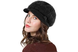 Genfien Sombrero para Mujer Boina de Punto Gorro Vendedor de Periódicos Grueso Elegante Ligero Crochet Vintage Moda Vida Cotidiana Otoño Invierno