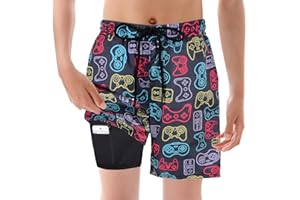 TOSZOLY Bañador para Niños, Pantalones Cortos de Playa, Bañador para Niños de Secado Rápido Pantalones para Surf con Protección UV para 8-13 Años, Correr, Vacaciones en la Playa