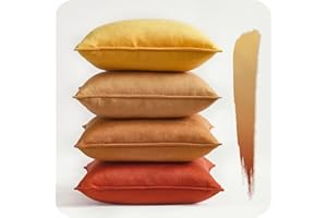 Topfinel Federe Cuscini in Velluto per Divano Gialli 40x40 Set 4 Pezzi Copricuscini Quadrati Elegante Decorativa per Salotto Moderno Cuscino Cerniera Invisibile per Camera da Letto