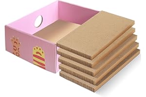 HOMYHANDS Cat Scratcher Cardboard, 5 PCS Reversible Cardboard Cat Scratcher, Cat Scratching Board, Recyclable Cat Scratchers for Indoor Cats, Cat Scratch Box Cat Scratch Pad (Pink)