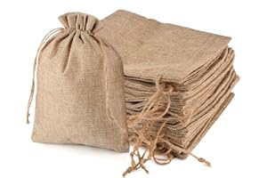 CLTPY 20 Stück 20x30 cm Jutesäckchen Baumwollsäckchen Leinenbeutel Beutel mit Kordelzug Jutebeutel Schmuckbeutel Geschenksäckchen Hochzeit Party Weihnachten Geschenk Säckchen（Primärfarbe）