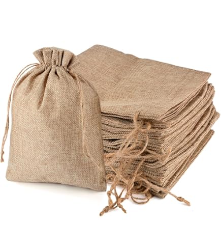 20 Sacs En Toile De Jute SumDirect 20x25 Cm - Style Ethnique Égyptien - Cordon De Serrage - Pour Cadeaux, Bijoux, Mariage