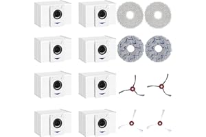 Wiseten Zestaw akcesoriów do odkurzacza Ecovacs Deebot T20 Omni / T20e Omni / X1 Omni / X1 e Omni, 8 worków do odkurzacza, 4 ściereczki do wycierania, 4 szczotki boczne, akcesoria do robota, HM-027