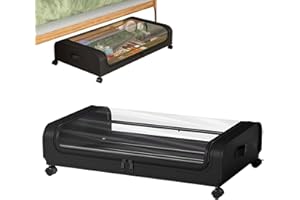 LONGZHUO Pudełko do przechowywania pod łóżkiem, z kółkami, uniwersalne kółka 360 stopni, wytrzymałe i trwałe, do organizacji ubrań, książek, zabawek (czarny)