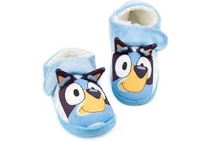 Bluey Chaussons pour enfants Peuters | Meisjes Jongens Terre Géanimée Blauwe Heeler Puppy 3D Oren Huis Schoenen | Ondersteunende riem met Synthétique Zool | Programme de télévisie pour enfants