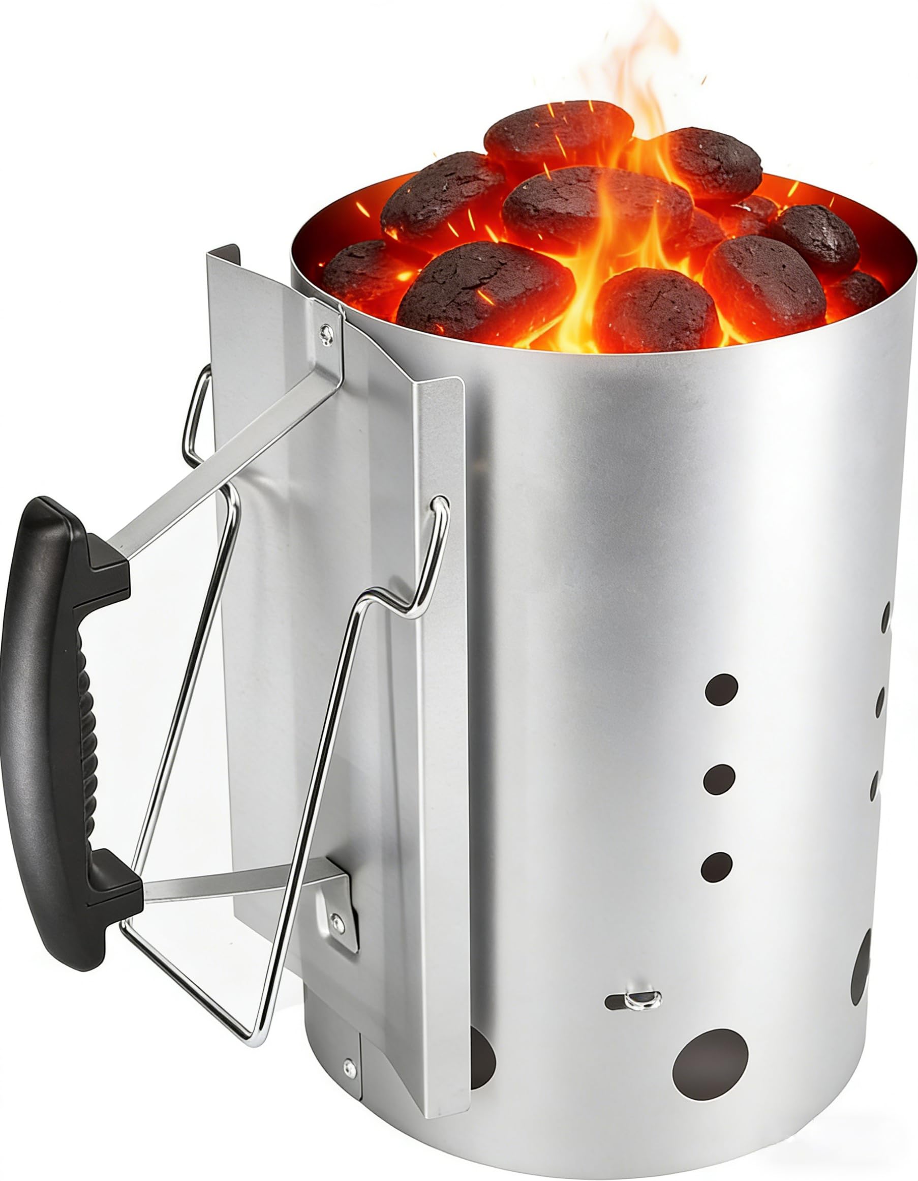 GFTIME Arrancador de Chimenea con Mango Termoplástico para Weber 7416, Arrancador Rápido para Asar a la Parrilla, Columna de Quemado de Encendedor de Carbón 30cm H & 19CM DIA, para Weber Accesorios - 1