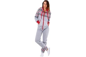 Parsa Fashions ® New Womens Ladies Aztec Print Hooded Zip Up Onesie Jumpsuit Plus Sizes S-XXXXL Sizes UK 8-22