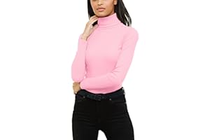 Re Tech UK Womens Jumpers Plain Ribbed Cotton Polo Turtle Roll Neck Tunic Top Long Sleeve Sweatshirt Ladies Winter Clothes Pullover Sweaters