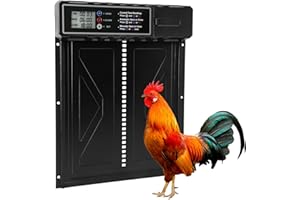 Seutgjie Automatic Chicken Coop Door with Timer Manual Mode Anti-Pinch Design Winterproof LCD Display Aluminum Alloy for Hen House