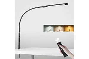 EYOCEAN Lampa biurkowa 12 W, z pilotem zdalnego sterowania, LED ochrona oczu, regulowana temperatura barwowa, sterowanie dotykowe, funkcja pamięci i pomiaru czasu, dla dobrej pracy i czytania
