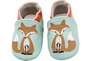 Henagehde Chaussons Cuir Souple Bébé Fille Garçon Chaussure Antidérapantes Premiers Pas Chaussons Dessin animé Chaussons Enfants Pantoufles Pré-Marcheurs 0-2 Ans