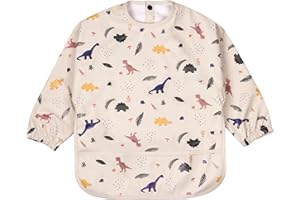 Pecehom Baby Weaning Bib with Sleeves,Toddler Waterproof Soft Long Sleeve Bibs,Coverall Aprons Bibs for Baby Feeding,Waterproof and Easy to Clean & Machine Washable,for Ages 6-36 Months