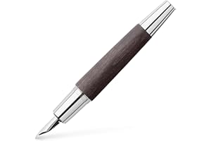 Faber-Castell 148222 – e-motion pióro wieczne drewno/chrom, stalówka: EF, łącznie z opakowaniem na prezent, kolor trzonka: czarny/srebrny