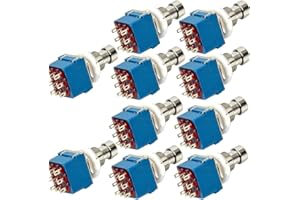 Mintice 10 Piezas 3PDT 9 Pines Interruptor de Pedal de Efecto Guitarra Interruptor Presionar el Botón True Bypass Metal Caja de Pedal Efectos Stomp