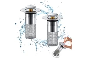 Drufoful 2 Pezzi Tappo per Lavello Confezione, Tappo per Lavabo A Scomparsa, Tappo per lavello decorativo, 34-40mm Tappo Bidet Universale Pop Up per Bagno, Cucina