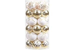 Sea Team 60 mm/2.36 Inch Set of Colourful and Sparkling Painted Ornaments and Hanging Baubles for Christmas Tree – 30 Pieces