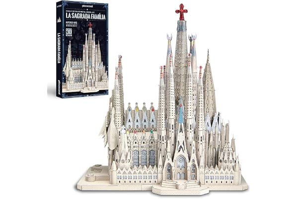Piececool 3D-pussel metall arkitektur Sagrada Familia, 3D-metallpussel för 340 rostfritt stål, helt metall, 1:1 återställning, födelsedagspresent, modellbyggsats vuxna, 450 delar