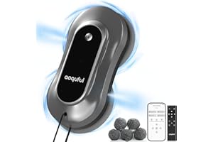 AOQUFUL Robot Laveur de Vitre Intelligent - Nettoyeur de Vitres Électrique avec Double Pulvérisation d'eau, Télécommande & Contrôle Via Application, pour Fenêtres Intérieures & Extérieures, Gris