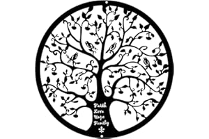 ESTART 28CM Tree of Life Wall Art Family Tree Wall Plaque Metal Wall Decor Sculptures for Balcony Porch Bedroom Living Room Kitchen Garden Office Indoor Outdoorr (Black)
