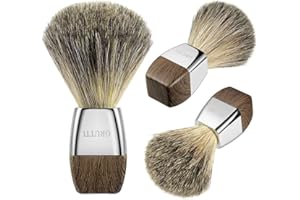 Pennello da barba GRUTTI, Pennello da barba al 100% puro tasso per barba da uomo Idee regalo da barba- Imitazione venatura del legno