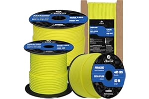 Abma Cord Paracord 3mm 30m Cuerda Paracord 100% Nylon Resistente Tipo II 3 Hebras Cuerda de Paracaídas para Exteriores - MAX. 192 kg - Amarillo Neón