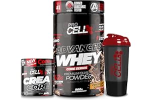PROCELL SPORT SUPPORT PACK Procell Proteinas Whey Advanced 900Gr (Chocolate & Crunchy Bar) + Creatina monohidratada 300Gr + Shaker "REGALO" Gana masa muscular, Fuerza, Resistencia, Tonificacion muscular, Recuperacion