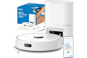 Tapo RV30 MAX Plus - Robot Aspirador 5300Pa, Base de Autovaciado, Navegación Láser LiDAR y Mapeo Inteligente, Limpieza 4 en 1: Barre, Aspira, Friega y Pasa la Mopa, Control por Voz y App,Blanco