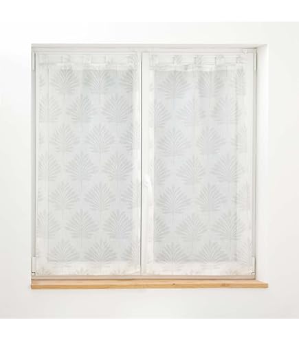 Tende Per Cucina Mauro - Coppia Tendine Per Finestra E Portafinestra, Colore Bianco/tortora, 80x150 Cm