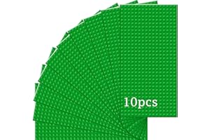 Guihumz Zestaw 10 płyt budowlanych kompatybilnych z większością marek, klasyczne płyty bazowe 25,5 x 12,5 cm z 16 x 32 wypustkami, wielokolorowe (zielone, 25,5 x 12,5 cm)