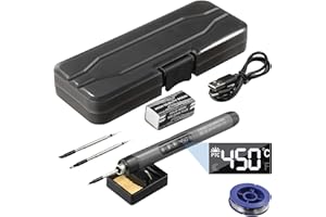 NathrBTV Set de Soldador Estaño Bateria Ferro Soldar por USB con Pantalla LCD Tres Temperaturas Ajustables Tres Puntas Soldar Alambres Soldar Ampliamente Utilizado para Soldar Placas Circuitos