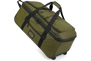 TAIHOYIN Reisetasche mit Rollen Groß Faltbare 85-100L Erweiterbare Handgepäck Tasche Duffel Bag Rolltasche Reise mit Rädern und Mehreren Taschen Packbar für Camping Urlaub 30''/76cm, Grün