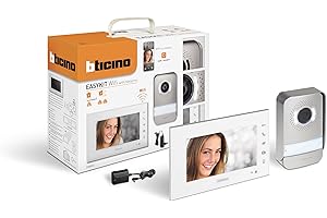 Bticino 310913 EASYKIT WIFI VIDEOCITOFONO MONOFAMILIARE Plug-In 2 Fili con 1 Pulsantiera Esterna, Campanello, Telecamera, 1 Monitor Interno 7 pollici a Colori con Vivavoce, Espandibile per Bifamiliare