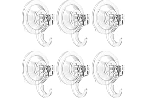 Elegear 6 Piezas Gancho Ventosa 3kg (Máx.) para Ducha, Baño, Ventana de Cocina, Ganchos de Plástico Resistentes Extraíbles a Presión, Ganchos Reutilizable Multiusos para Colgar al Vacío en Interiores