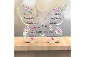 FCZIVA Fille Acrylique Plaque Ornements Papillon Femmes Cadeaux Anniversaire Bureau Signe Apprécier Noël Décoration Maison Obtention du Diplôme Rappel Famille Jour Je T’Aime Souvenirs Fleurs