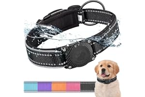 Ytanest Collare per Cani Airtag Supporto 100% Impermeabile Apple Air Tag Integrato per Cani di Piccola Taglia e Grande, Nero, M