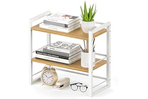 THYGIFTREE Schreibtisch Regal Organizer aus Holz, Aufbewahrungsregal für Schreibtisch Bücherregal, Regal für Schreibtischplatte und Kommode (weiß)