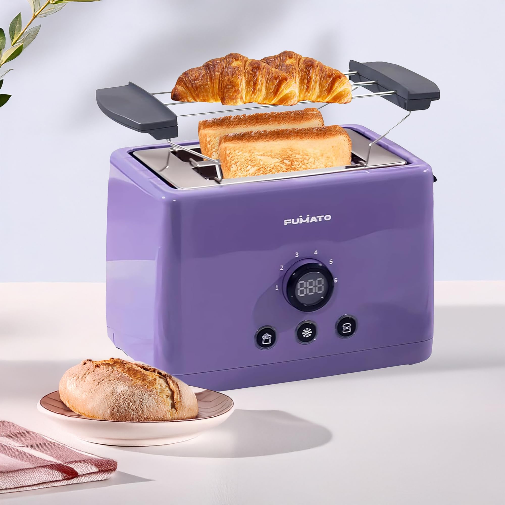 The Better Home FUMATO 1000W 2 Slice Toaster Review: Purple Stainless Steel with 6 Heat Modes, Bun Rack, and 1 Yr Warranty