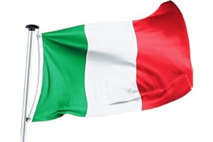 FLAGLY bandiera Italia 100 x 150 cm -160g/m² peso del tessuto - tessuto per bandiera navale fatto a mano, robusto e resistente alle intemperie con occhielli (100 x 150 cm, Italia)