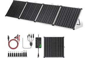 Panana 220W Foldable Solar Panel, 18V Portable Monocrystalline Solar Suitcase with SAE Connector Kit, Charge Controller, Mount Bracket for Off Grid Camping Car RV Marine Boat Battery (220W)