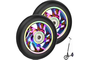 YEELIV Pair 100mm Scooter Wheels with ABEC 9 Bearings Fit for Razor/Apollo/Cox Swain Stunt Scooters, Alloy Series Pro Stunt Scooter Wheel,2pcs Replacement PVC Roller Wheels