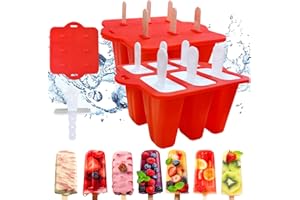 JDH SILICONE 6 Cavités Moules à Glace en Silicone,Moule à Glace Popsicle Réutilisable avec Bâtonnets, Moule à Glace de Sans Bpa, Moules à Glaces Sans Bpa pour Enfants et Adultes Glace Maison