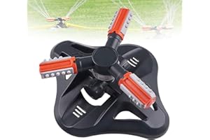 WHCCTL Automatyczny zraszacz obrotowy, zraszacz do trawnika, zestaw zraszaczy ogrodowych, 3 ramienne, automatyczny zraszacz ogrodowy obracający się o 360 stopni, do systemu nawadniania trawnika, roślin,