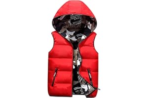 AIEOE Chaleco con Capucha de Invierno para Niños Chaleco Sin Mangas de Camuflaje para Niños y Niñas Chaleco Acolchado Reversible