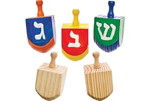 Baker Ross FX939 Dreidel di legno - Confezione da 5, Kit di artigianato artistico per l'educazione religiosa dei bambini