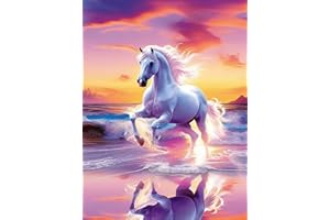 VAIIEYO 5D Diamond Painting Cheval, Broderie Diamant Animal, Canevas Diamant kit Complet Point De Croix Broderie Salon Chambre Autocollant Mural Décoration 30x40 cm