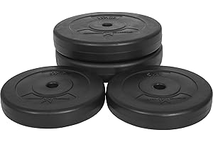 GYRONETICS® Dischi Pesi - 30 kg Set, 2x5 kg e 2x10 kg, Foro 25 mm, in Plastica, Nero - Disco Peso, Piastre per Bilanciere, Manubri, Palestra, Allenamento a Casa, Fitness, Sollevamento