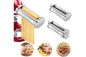 ASSIDUOUS Accessorio per Rullo per Pasta per KitchenAid, Attaccamento per Pasta per KitchenAid Robot da Cucina,Accessori per la Pasta, Tagliapasta Spaghetti E Tagliapasta per Fettuccine