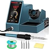 HANMATEK 60W Soldering Station Digital LED Display, Professional Electric Welder with 5 Replaceable Tips Adjustable Temperature Control 200°C-480°C