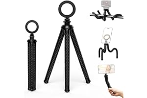 Camnoon P3-FM-02 Trípode magnético Flexible para teléfono Trípode de Escritorio para teléfono Capacidad de Carga de 2 kg con reemplazo de Tornillo de 1/4 de Pulgada para iPhone